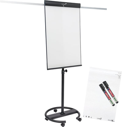 Legamaster sketch pro mobiele flip-over, magnetisch, in hoogte verstelbaar, met ronde voet en zijarmen