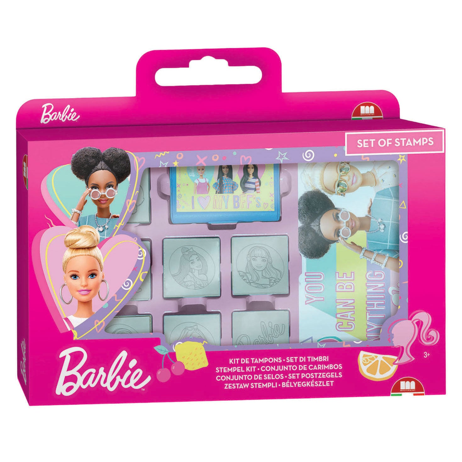 Mattel houten stempels, notitieboekje en viltstiften barbie - 12dlg.