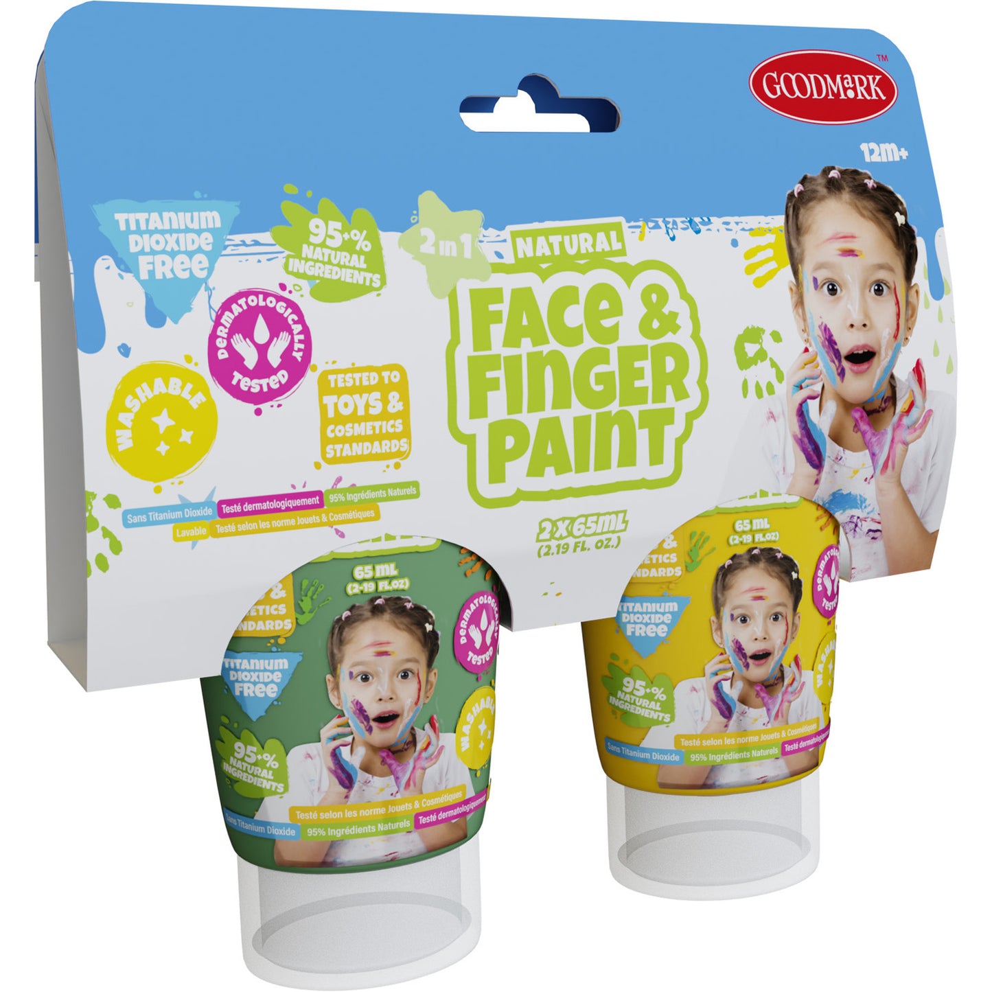 Boti natural face fingerpaint tube groen en geel, 2x65ml