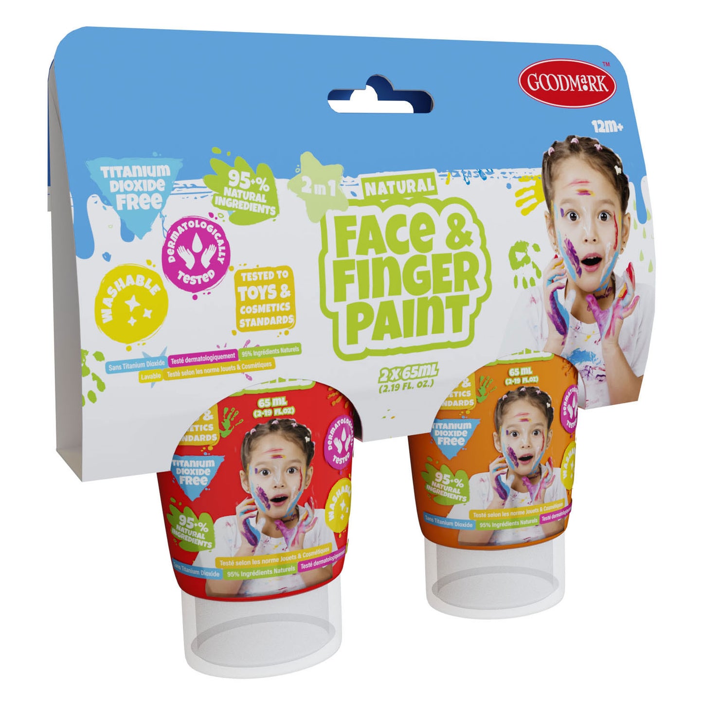 Boti natural face fingerpaint tube rood en oranje, 2x65ml