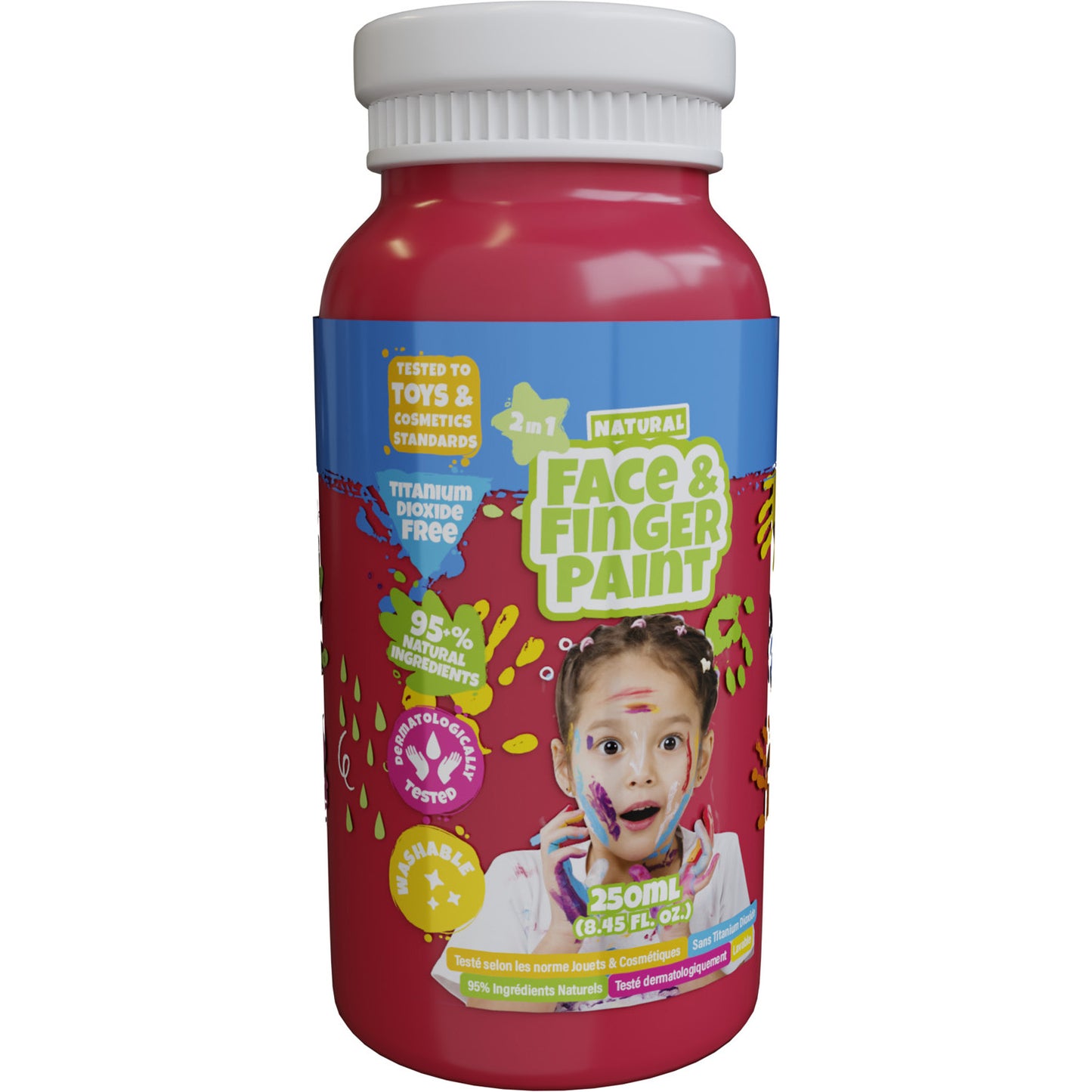 Boti natural face fingerpaint fles rood, 250ml