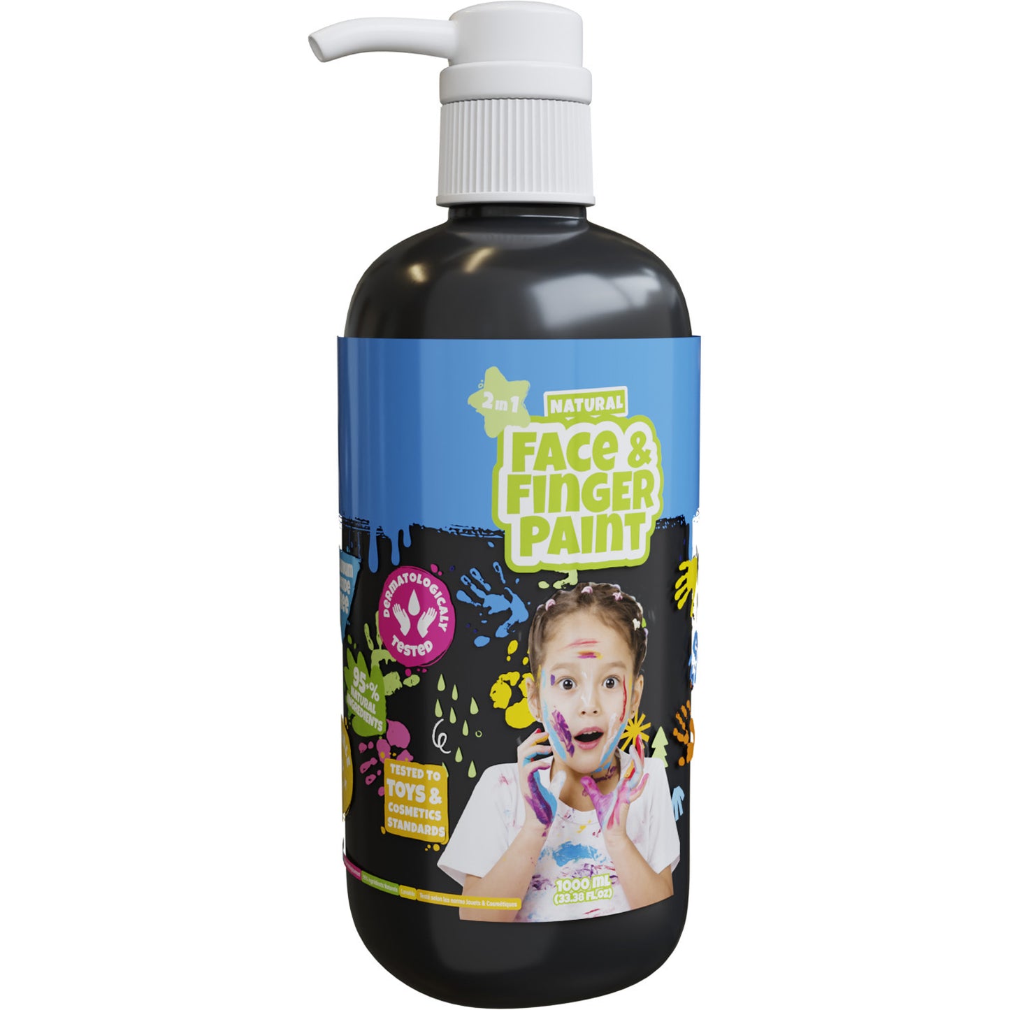 Boti natural face fingerpaint fles met pompje zwart, 1l