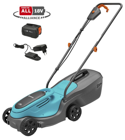 Gardena accugrasmaaier powermax 30 18v p4a set (zwart turquoise, incl. li-ion accu 4,0ah, power for all alliance)