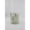 Mansion atmosphere vaas glas met roze bloemen 13x13x15cm
