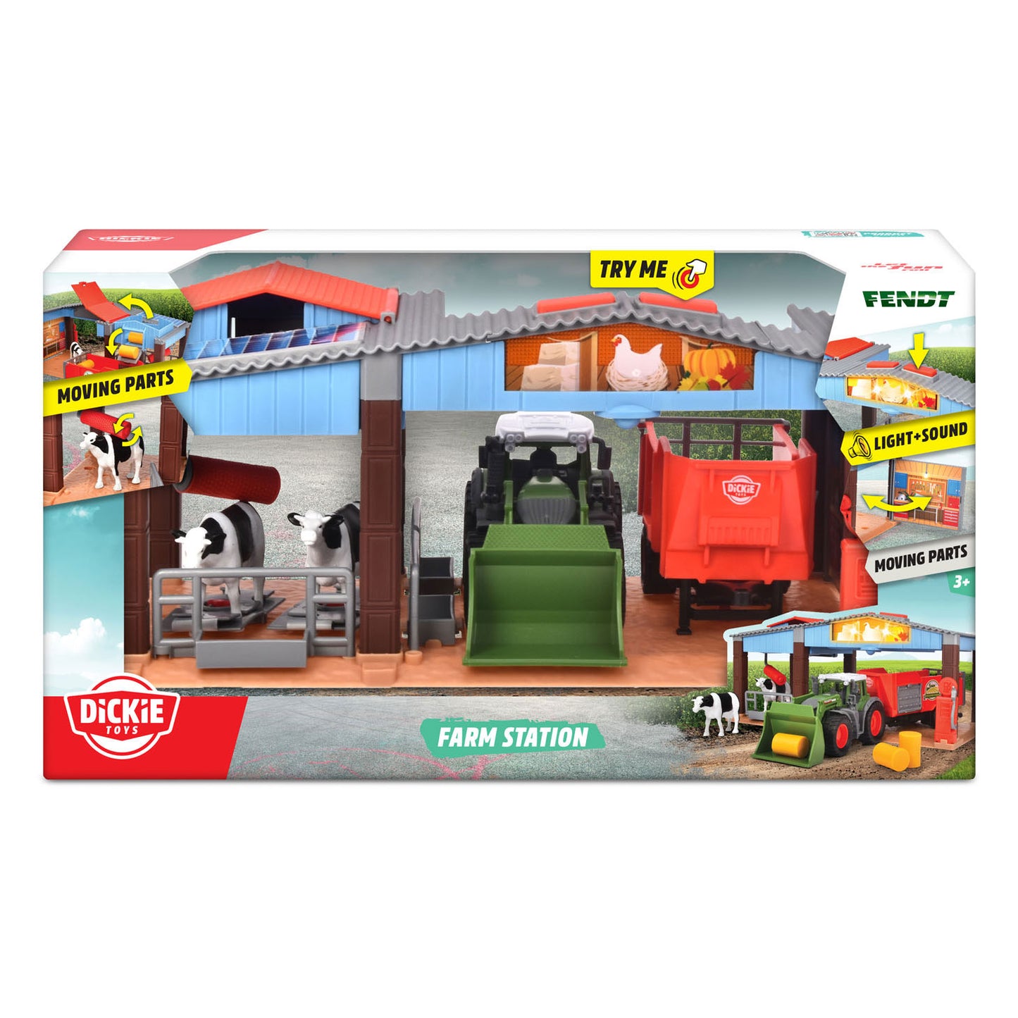 Dickie toys boerderij - tractor met trailer - 30cm - speelgoedboerderij