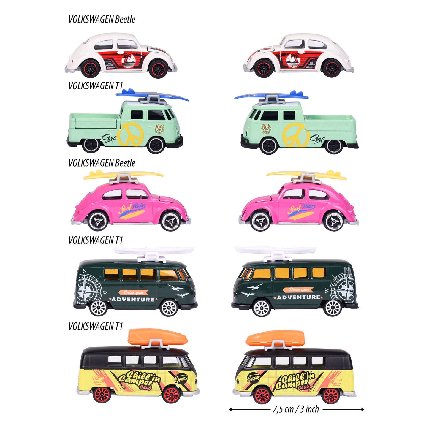 Majorette volkswagen the originals speelauto's, 5st.