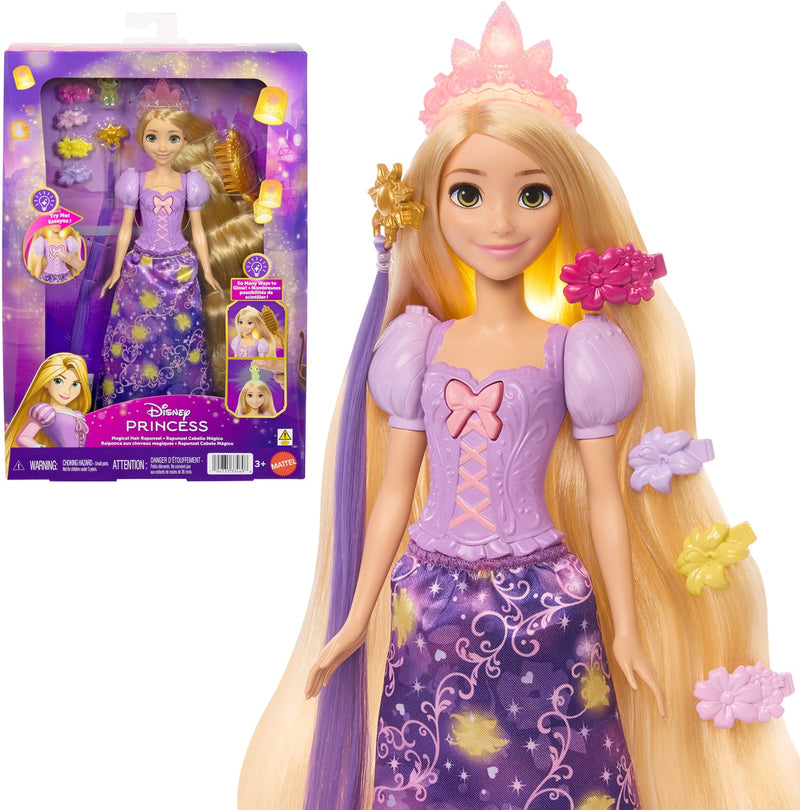 Mattel disney princess lichtgevend haar rapunzel modepop - met 5 manieren om te gloeien