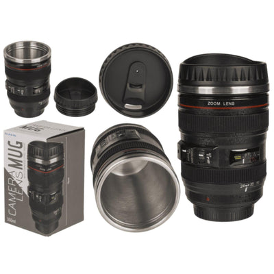 Ootb reisbeker camera lens rvs 15cm