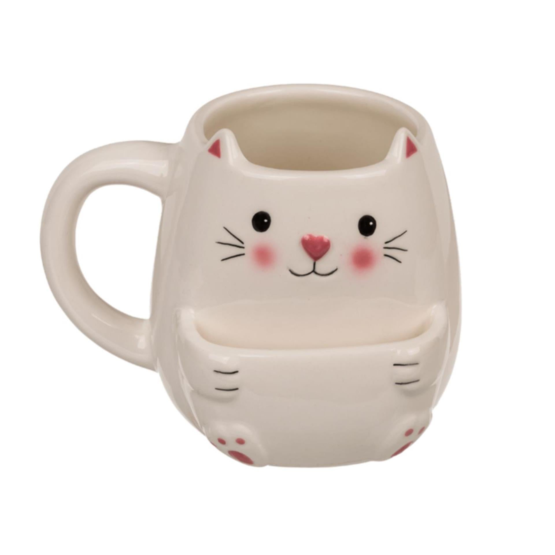 Ootb mok kat met koekvakje 15x9x12cm 450ml