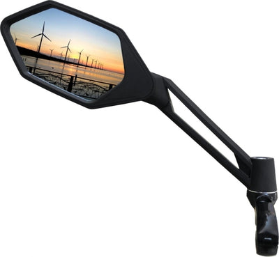Spiegel links E-bike zwart luxe verstelb. stuurbevestig.