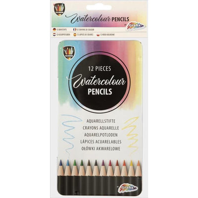 Grafix 12 aquarelpotloden in metalen opbergblik