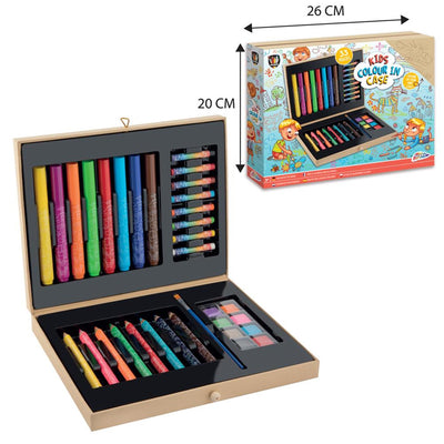 Grafix kleurkoffer hout 33-delig