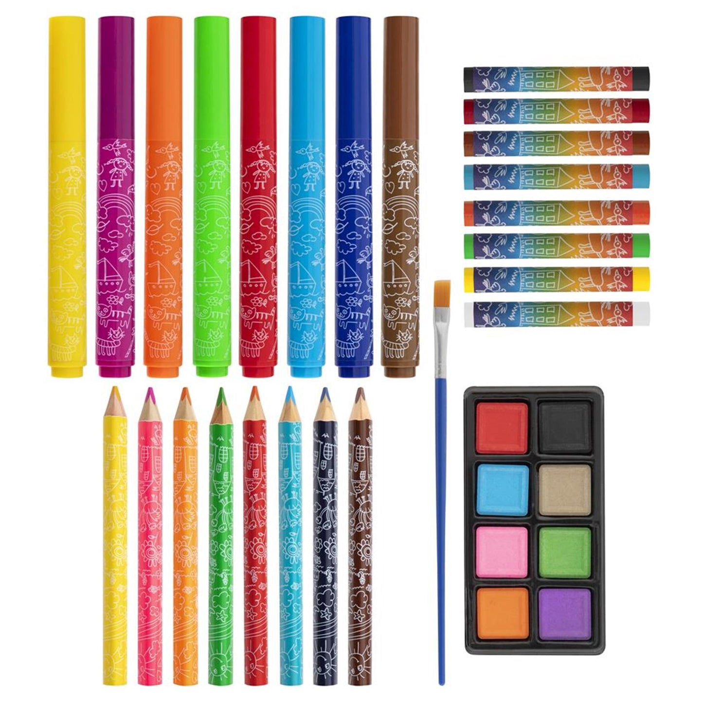 Grafix kleurkoffer voor kinderen | 33-delig | creativiteitsdoos voor kinderen | kleuren | schminken | tekenen | knutselen |