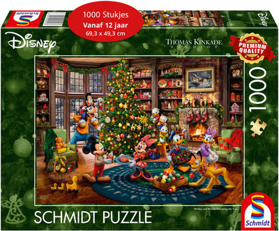 Schmidt - legpuzzel - disney, mickey minnie versieren de boom - thomas kinkade studios - 1000 stukjes - volwassenen - vanaf 12 jaar