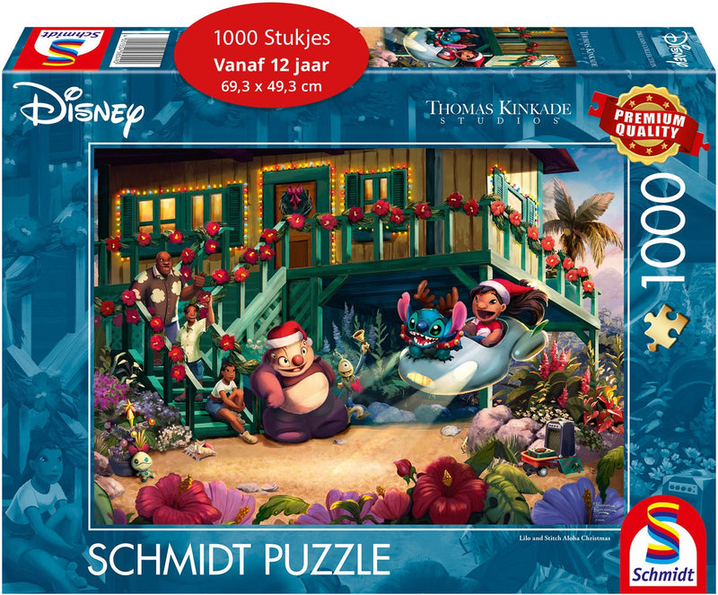 Schmidt - legpuzzel - disney, lilo en stitch aloha christmas - thomas kinkade - 1000 stukjes - volwassenen - vanaf 12 jaar