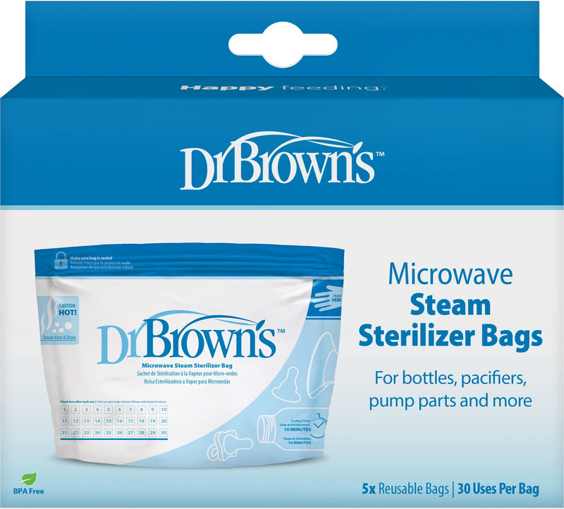 Dr. brown's magnetron sterilisatiezakjes - 5 stuks - tot 30 keer herbruikbaar