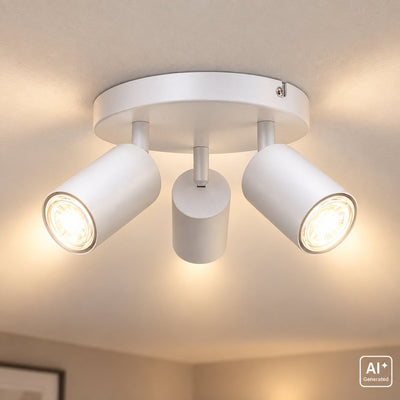 B.k.licht - opbouwspots - plafondspot met 3 lichtpunten - witte plafondlamp - draaibar - kantelbaar - gu10 fitting