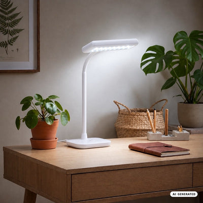 Briloner daylight – bureaulamp led – daglichtlamp – koudwit licht tafellamp – draaibaar zwenkbaar – h.: 44cm – wit