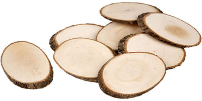 Creotime houten schijf met bast, 8 mm, inhoud kan variëren, 12 stuk, 1 doos