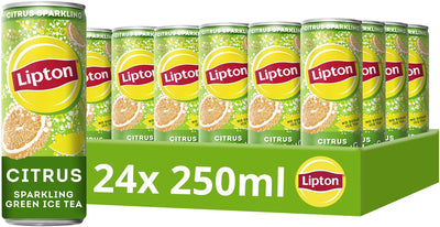 Lipton ice tea sparkling green blik - citrus - zero sugar - 24 x 250 ml - voordeelverpakking