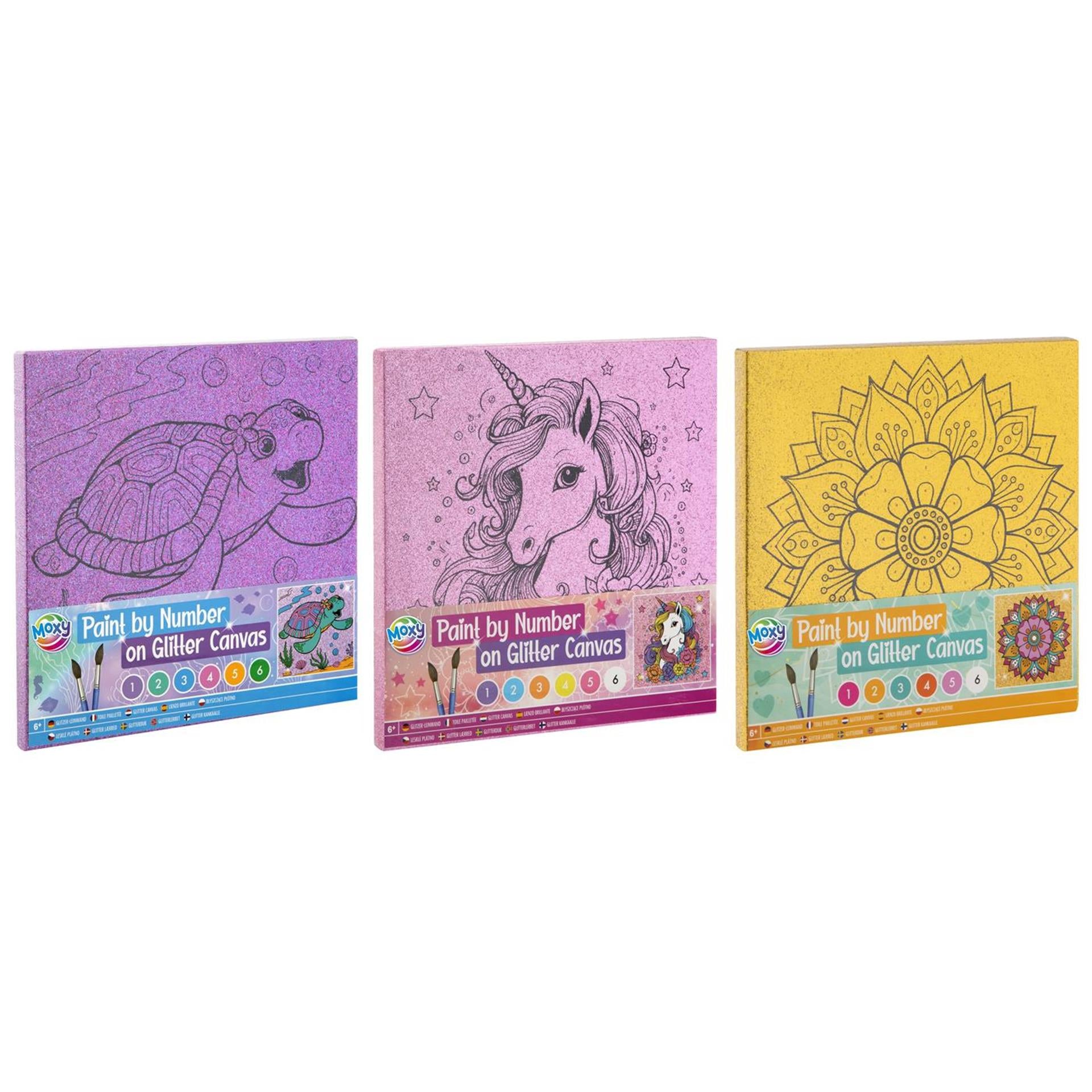 Grafix moxy schilderen op nummer glitter canvas 25x25cm