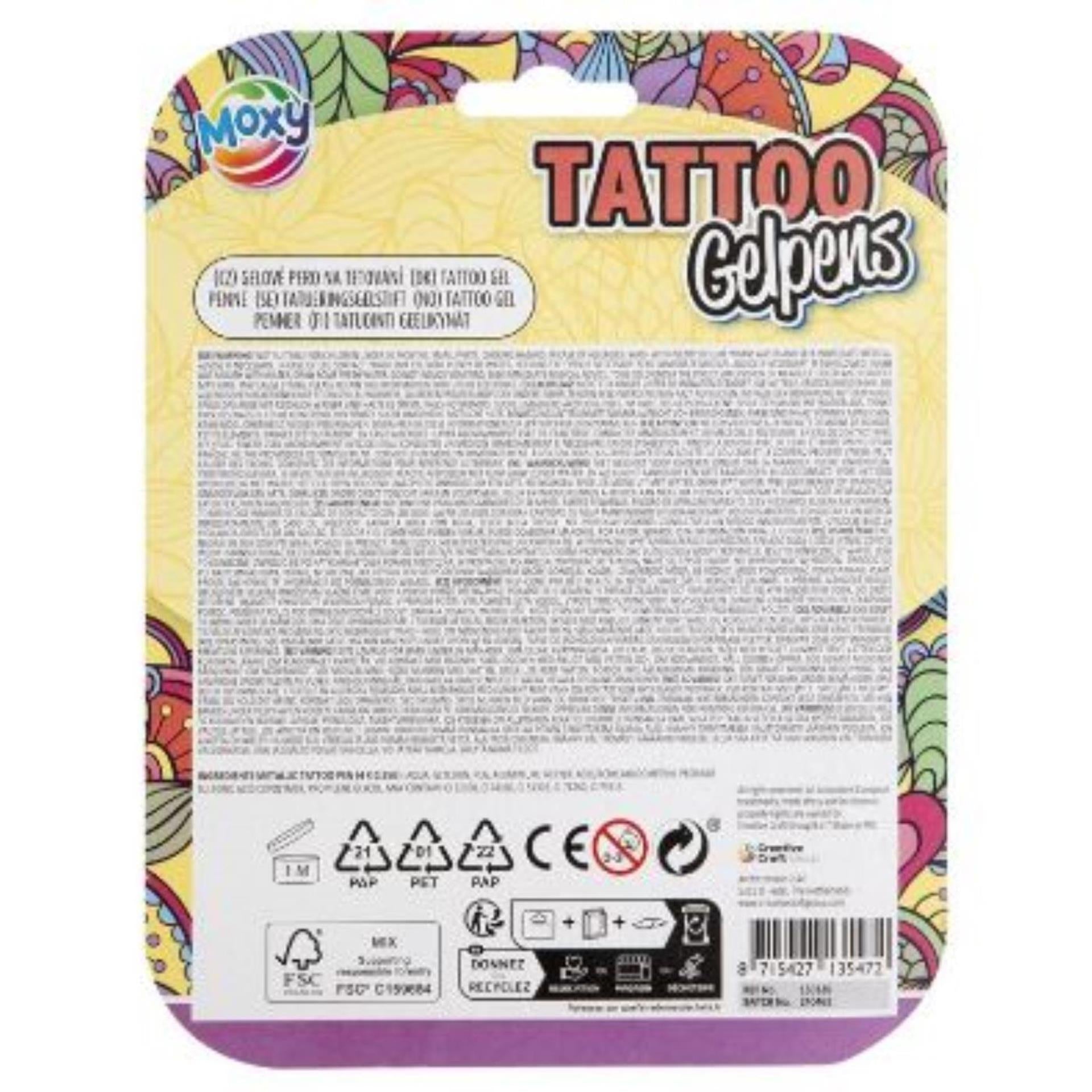 Moxy tattoo gelpennen metallic set a 4