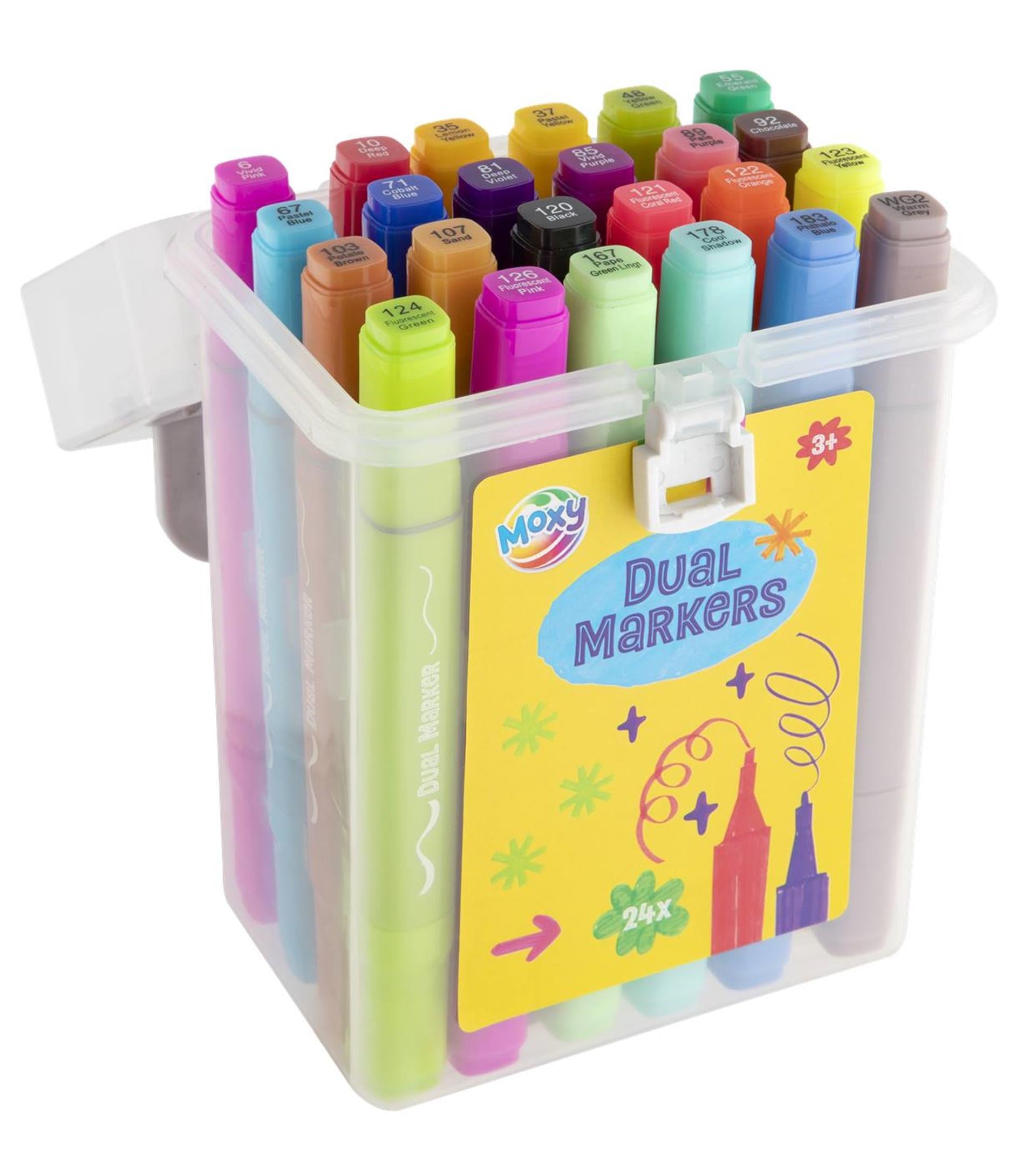 Moxy dual markers fluor 24 stuks in box