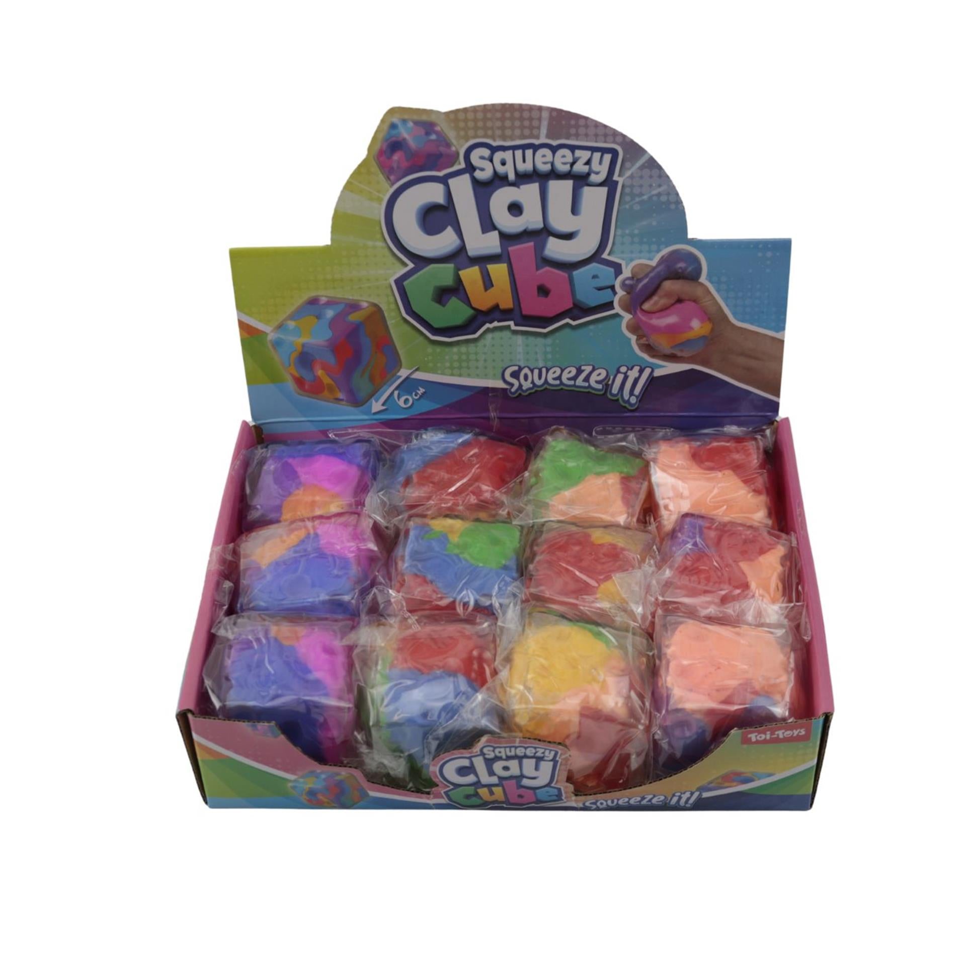 Toi-toys fun knijpkubus craters gevuld met klei