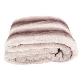 Woondeken plaid taupe 150x200 rabbitfur look met zachte gevoerde binnenkant