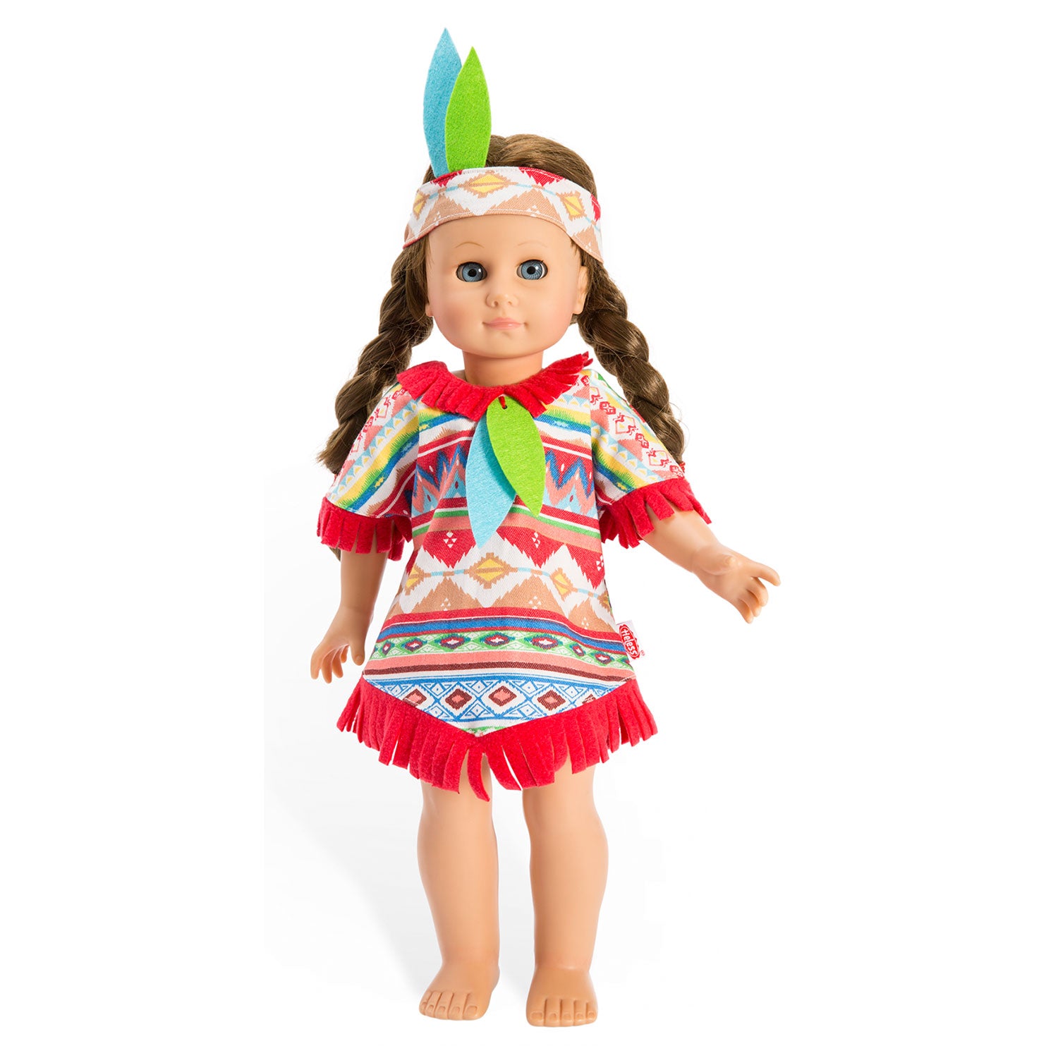 Heless poppen indianenset blauwe veren, 28-35 cm