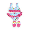 Heless poppen bikini met slippers flamingo, 28-35 cm