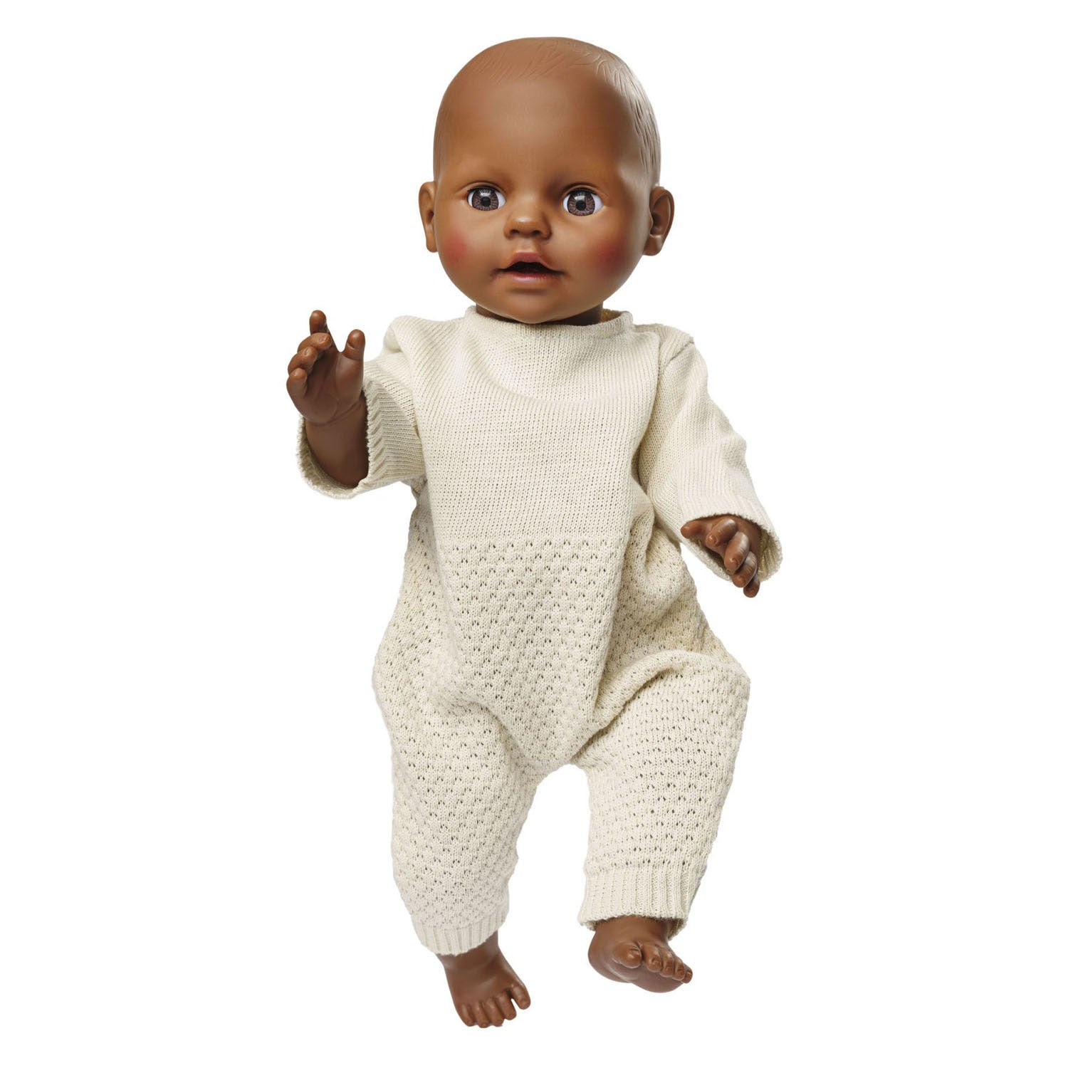 Heless poppen brei overall ecru, 28-35cm