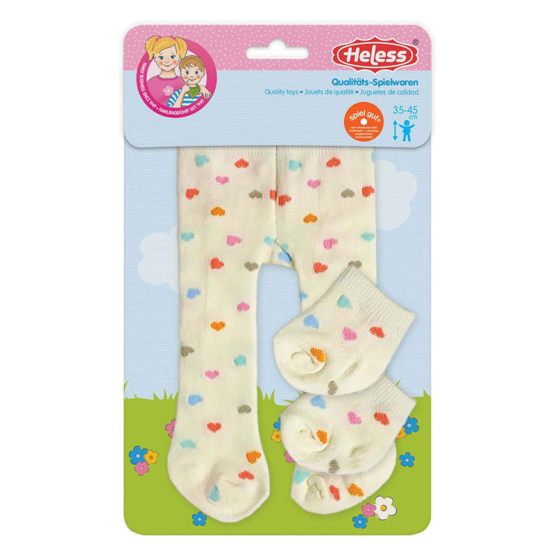 Heless poppen maillot met sokjes hartjesconfetti, 35-45 cm