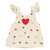 Heless poppen ribfluwelen jurk hartjesconfetti, 28-35 cm