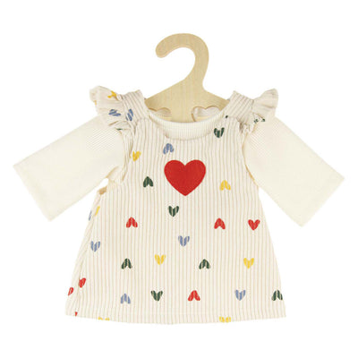 Heless poppen ribfluwelen jurk hartjesconfetti, 35-45 cm