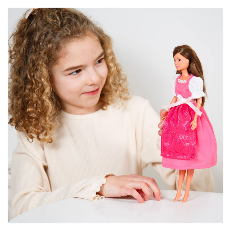 Heless traditionele dirndl-jurk voor modepoppen pinky - 29cm
