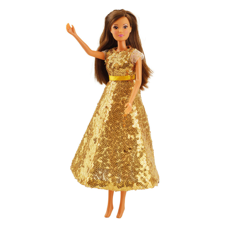 Heless paillettenjurk goldstar voor modepoppen - 29cm
