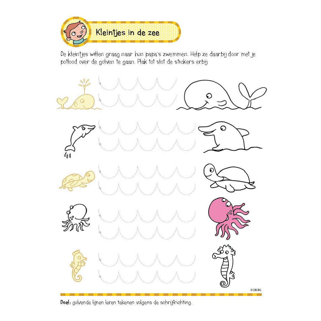 Deltas oefenboek met stickers-eerste schrijfspelletjes 5-6 jaar