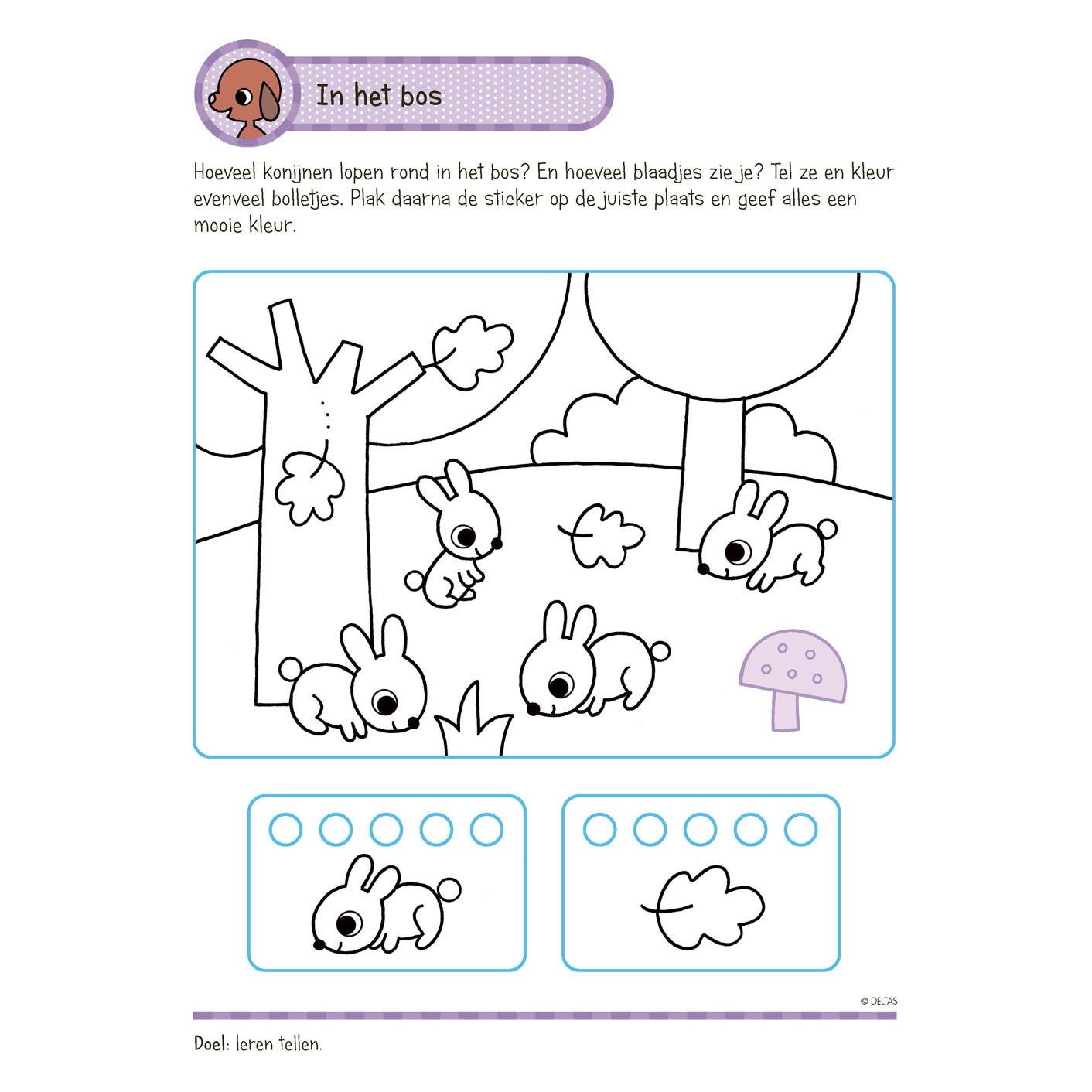 Deltas oefenpret met stickers groep 1- schrijven, lezen, tellen (4-5 jaar)