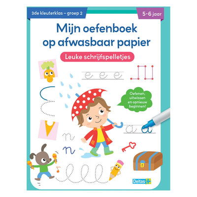 Deltas oefenboek afwasbaar papier leuke schrijfspelletjes (5-6 j.)