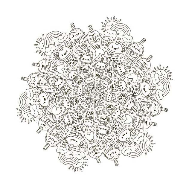 Deltas kawaii mandala kleurpret