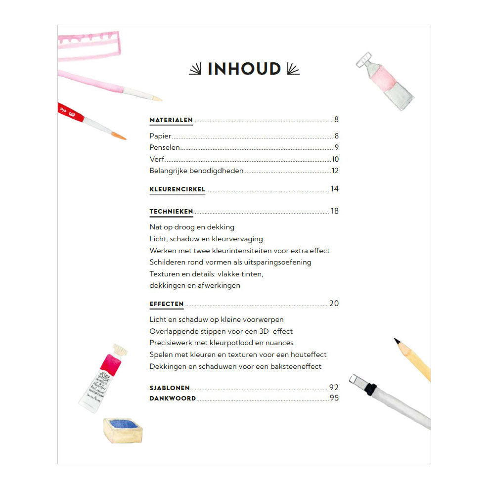 Deltas cozy shops schilderen in aquarel