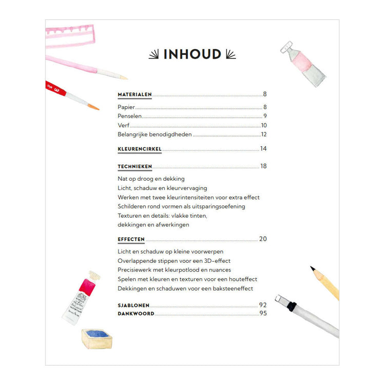 Deltas cozy shops schilderen in aquarel