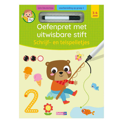 Deltas oefenpret uitwisbare stift - schrijf- en telspelletjes - 3-4 jaar