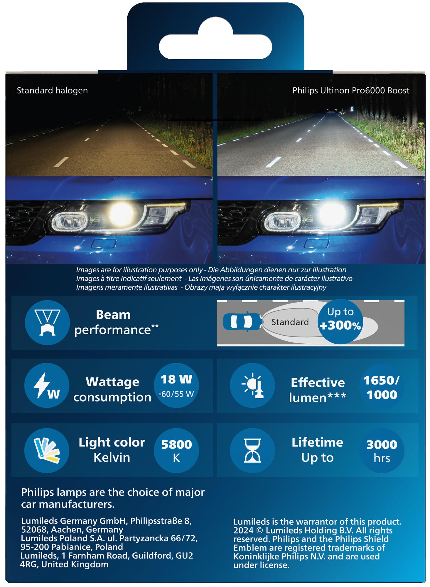 Philips hoofdlamp ultinon pro6000 boost lamp set 12v h4 led g2 ultinon pro6000