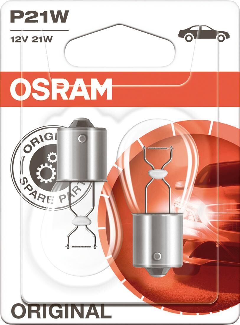 Osram kogellamp bl.brakel.12v 21w 2st.sb sockel ba 15s