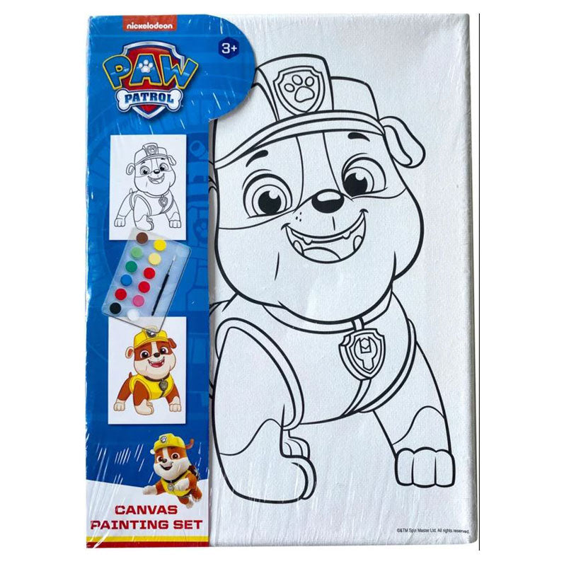 Canvas schilderset paw patrol incl. 12 verschillende kleuren waterverf + penseel 18x25cm