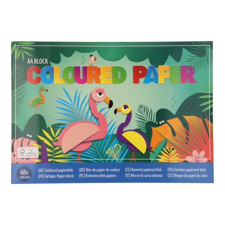 Merkloos sans marque gekleurd papier 120 grams blok a 48 vel