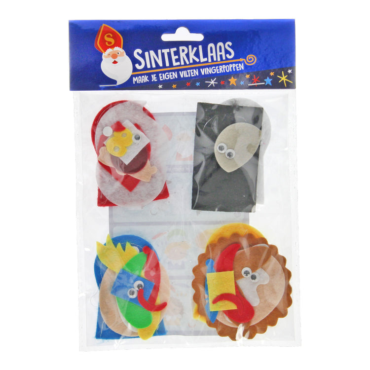 Maak je eigen vilten vingerpoppen sinterklaas, 4st.