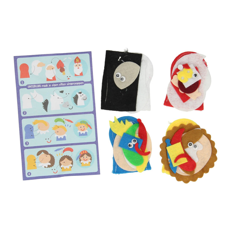 Maak je eigen vilten vingerpoppen sinterklaas, 4st.
